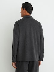 Reiss Charcoal Grey Collin Brushed Wool-Blend Patch-Pocket Overshirt - Image 7 of 8