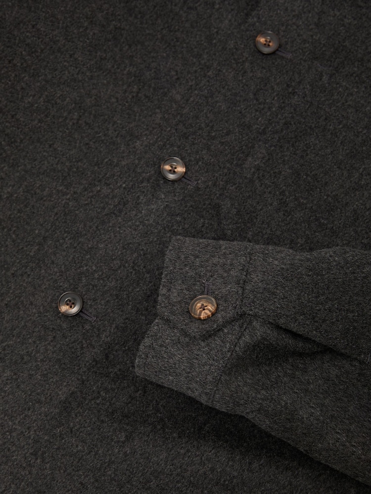 Reiss Charcoal Grey Collin Brushed Wool-Blend Patch-Pocket Overshirt - Image 8 of 8 Reiss Charcoal Grey Collin Brushed Wool-Blend Patch-Pocket Overshirt - Image 8 of 8