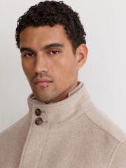 בצבע בז' - Reiss Fossil Wool-Blend Gilet-Insert Single-Breasted Coat - תמונה 3 מתוך 9