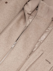 בצבע בז' - Reiss Fossil Wool-Blend Gilet-Insert Single-Breasted Coat - תמונה 9 מתוך 9