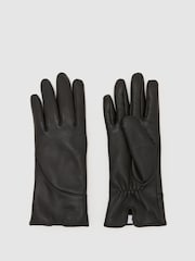 Reiss Black Georgia Leather Gloves - Image 1 of 2