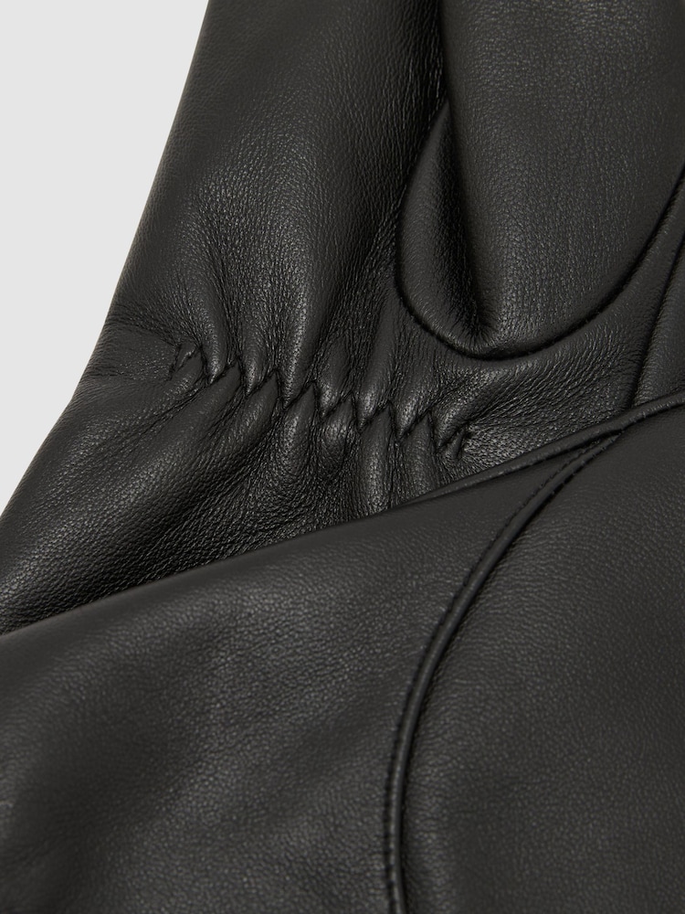 Reiss Black Georgia Leather Gloves - Image 2 of 2