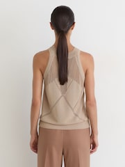 Reiss Neutral Maya Cotton-Blend Argyle Open-Knit Vest - Image 5 of 7