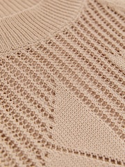 Reiss Neutral Maya Cotton-Blend Argyle Open-Knit Vest - Image 7 of 7