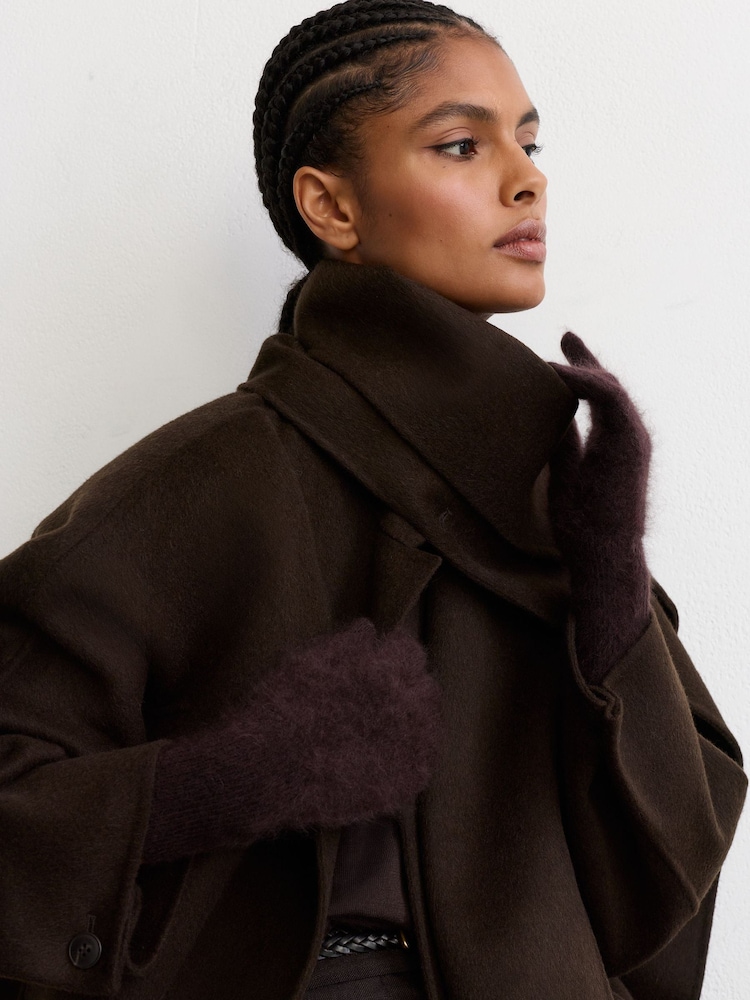 Reiss Grape Millie Brushed Cashmere Gloves - Image 1 of 3 Reiss Grape Millie Brushed Cashmere Gloves - Image 1 of 3