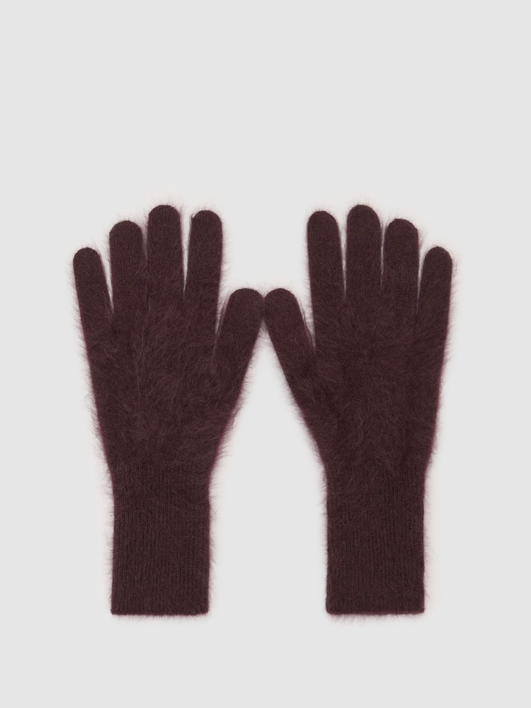 Reiss Grape Millie Brushed Cashmere Gloves - Image 2 of 3 Reiss Grape Millie Brushed Cashmere Gloves - Image 2 of 3