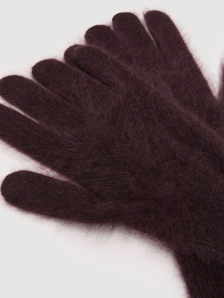 Reiss Grape Millie Brushed Cashmere Gloves - Image 3 of 3 Reiss Grape Millie Brushed Cashmere Gloves - Image 3 of 3
