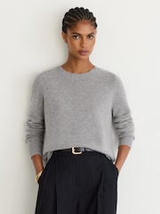 Gris jaspeado - Suéter de Cuello redondo Reiss Mimi 100% cachemira - Imagen 1 de 6