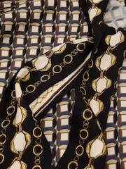 Reiss Navy/Gold Carmine Scarf-Print Tie-Neck Shirt - Image 9 of 9