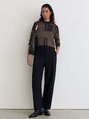 Reiss Chocolate Brown Faro Jacquard-Knit Mock-Neck Jumper - Image 3 of 6
