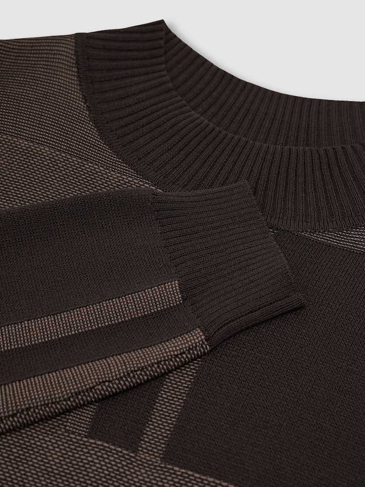 Reiss Chocolate Brown Faro Jacquard-Knit Mock-Neck Jumper - Image 6 of 6 Reiss Chocolate Brown Faro Jacquard-Knit Mock-Neck Jumper - Image 6 of 6