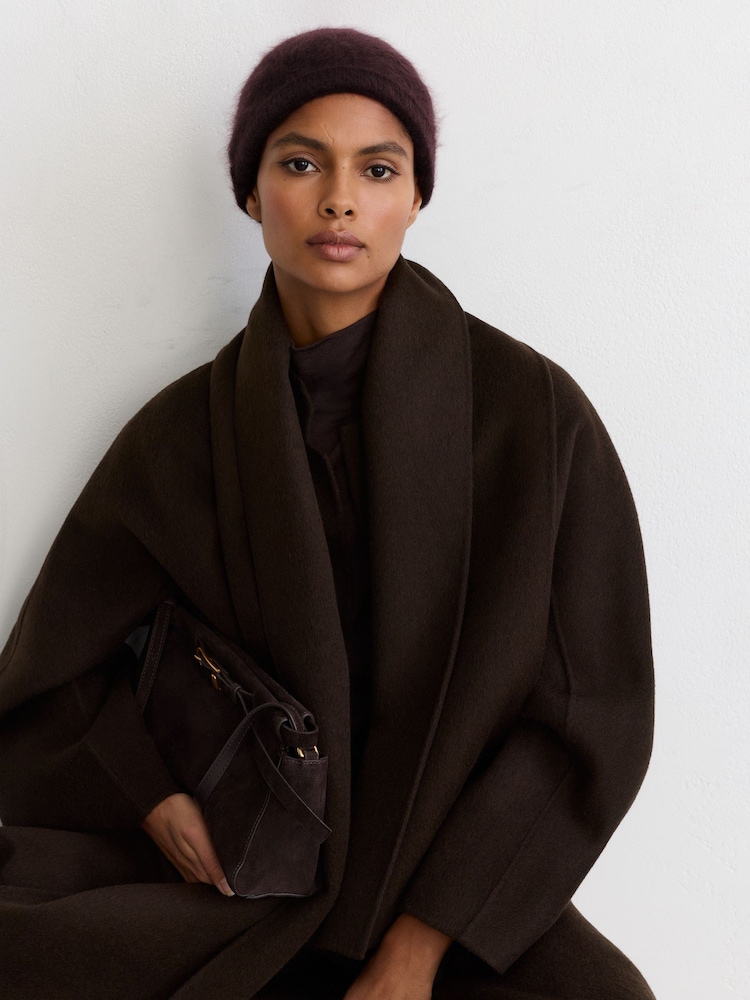 Uva - Reiss Ava Brushed Cashmere Beanie Hat - Imagen 1 de 4