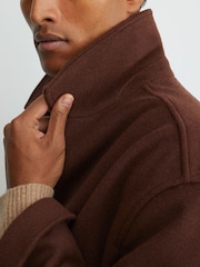 Reiss Rust Red Foley Brushed Wool-Blend Zip-Through Overshirt - Image 4 of 8