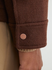Reiss Rust Red Foley Brushed Wool-Blend Zip-Through Overshirt - Image 5 of 8