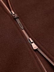 Reiss Rust Red Foley Brushed Wool-Blend Zip-Through Overshirt - Image 8 of 8