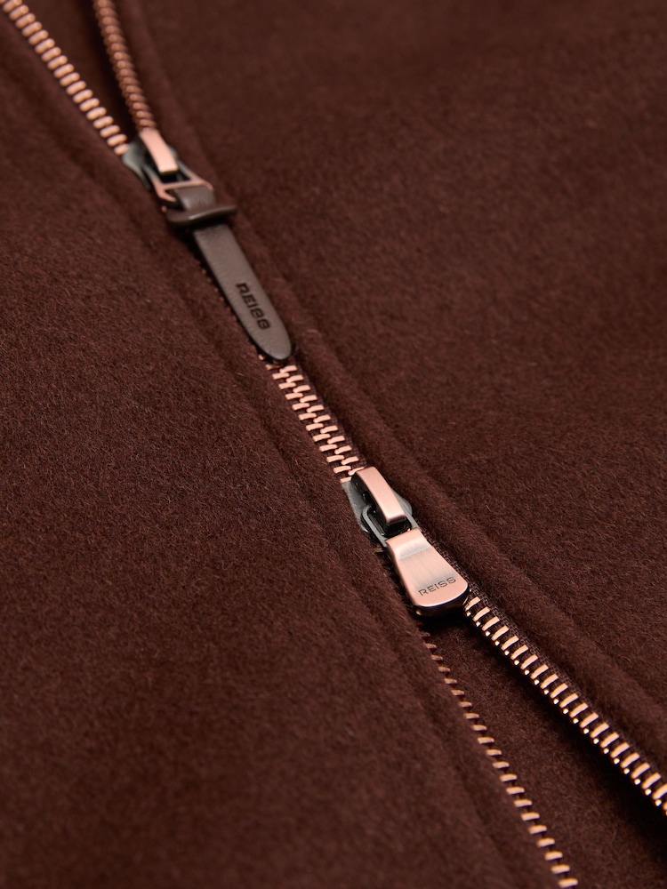 Reiss Rust Red Foley Brushed Wool-Blend Zip-Through Overshirt - Image 8 of 8 Reiss Rust Red Foley Brushed Wool-Blend Zip-Through Overshirt - Image 8 of 8