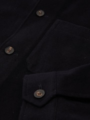 Reiss Navy Collin Brushed Wool-Blend Patch-Pocket Overshirt - Image 7 of 7