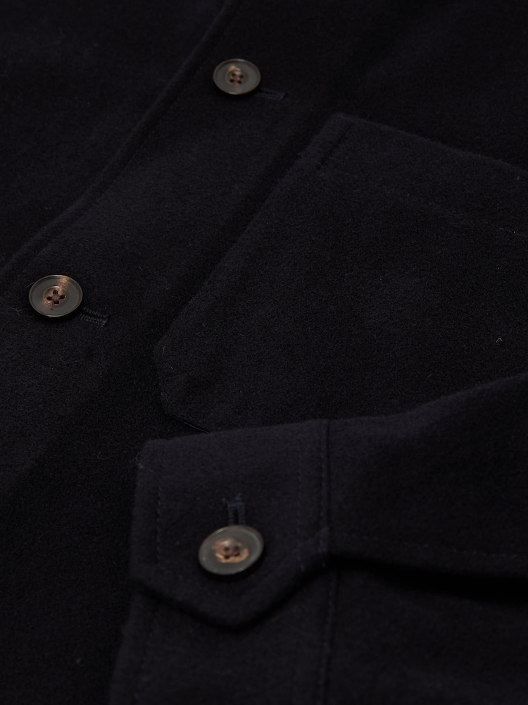 Reiss Navy Collin Brushed Wool-Blend Patch-Pocket Overshirt - Image 7 of 7 Reiss Navy Collin Brushed Wool-Blend Patch-Pocket Overshirt - Image 7 of 7