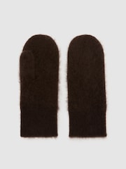 Reiss Chocolate Willow Brushed Cashmere Mittens - Image 2 of 4