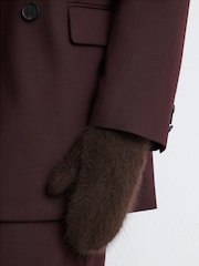 Reiss Chocolate Willow Brushed Cashmere Mittens - Image 3 of 4