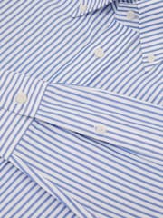 Reiss White/Blue Stripe Dart Cotton Striped Button-Down Shirt Regular-Fit - Image 7 of 7