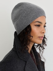 Gris - Reiss Mollie 100% Cashmere Beanie - Imagen 1 de 4