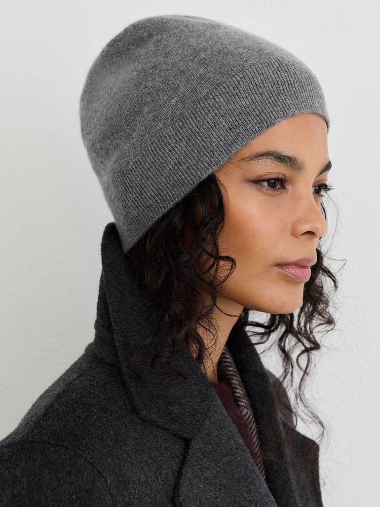 Gris - Reiss Mollie 100% Cashmere Beanie - Imagen 1 de 4