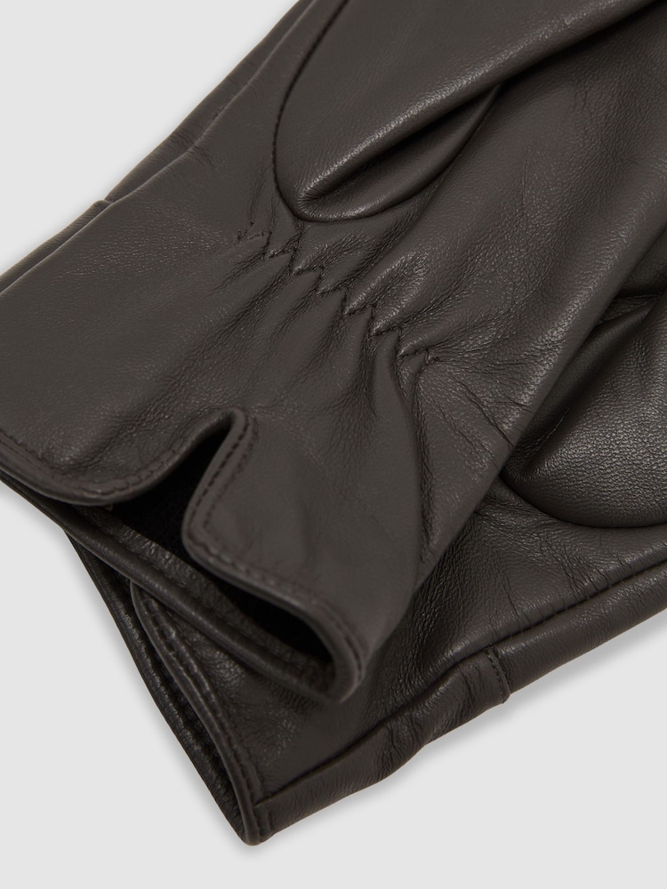 Reiss Charcoal Georgia Leather Gloves - Image 3 of 3