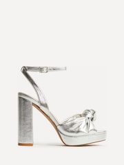 Linzi Silver Ruba Platform Heels With Knotted Front Strap - Image 2 of 5