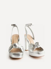 Linzi Silver Ruba Platform Heels With Knotted Front Strap - Image 3 of 5