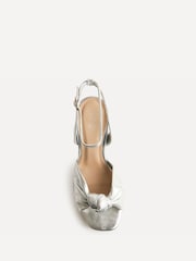 Linzi Silver Ruba Platform Heels With Knotted Front Strap - Image 4 of 5