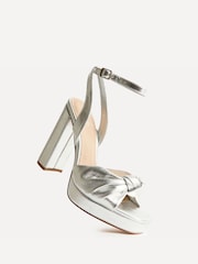 Linzi Silver Ruba Platform Heels With Knotted Front Strap - Image 5 of 5