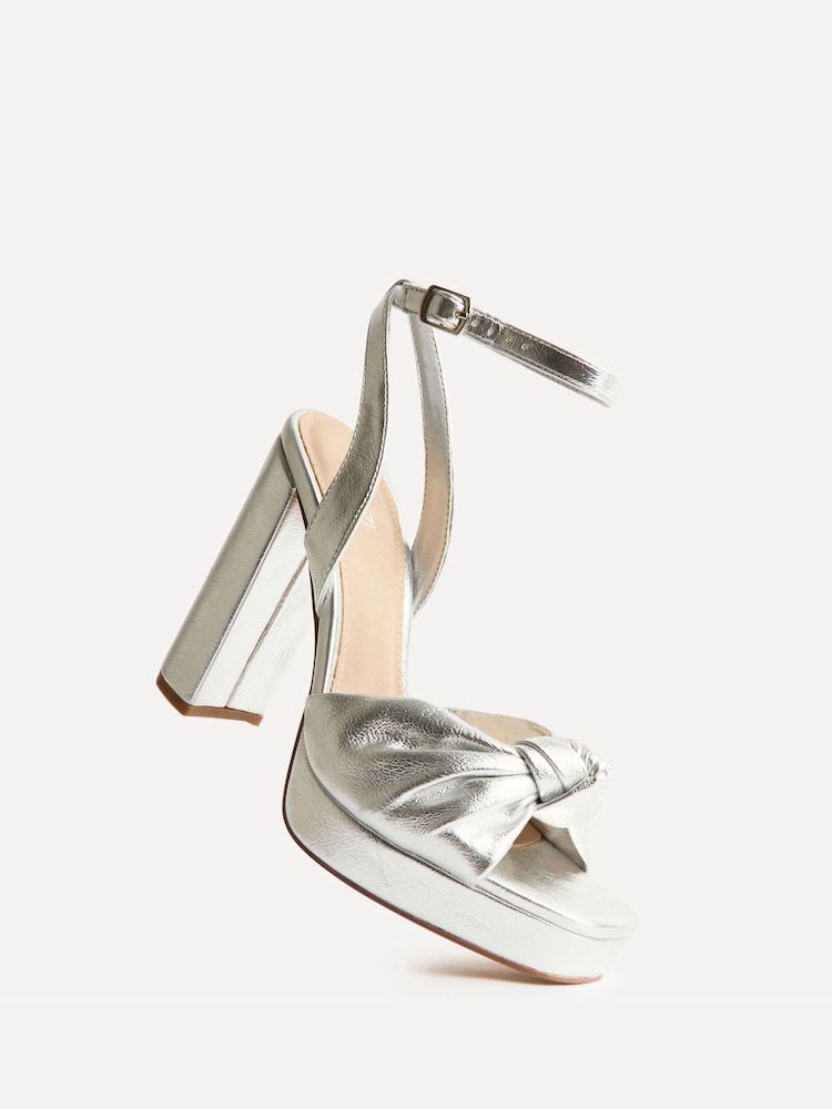 Linzi Silver Ruba Platform Heels With Knotted Front Strap - Image 5 of 5 Linzi Silver Ruba Platform Heels With Knotted Front Strap - Image 5 of 5