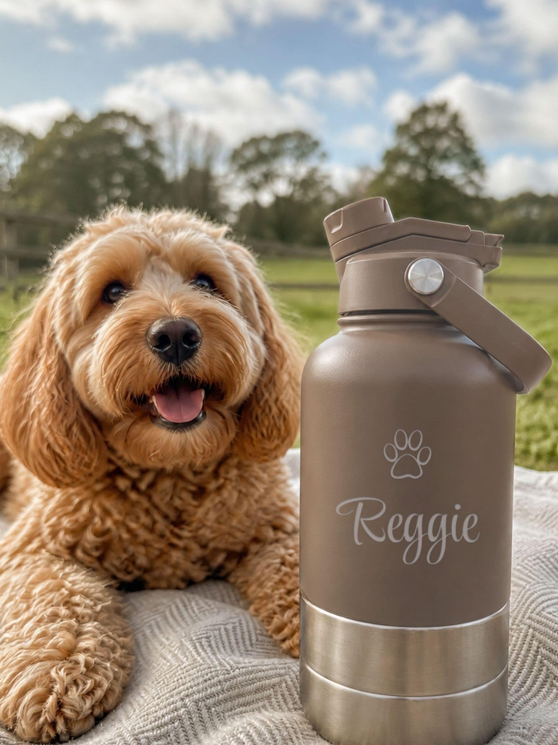 Buy Personalised Dogs Travel Bottle 3-in-1 by Loveabode from the