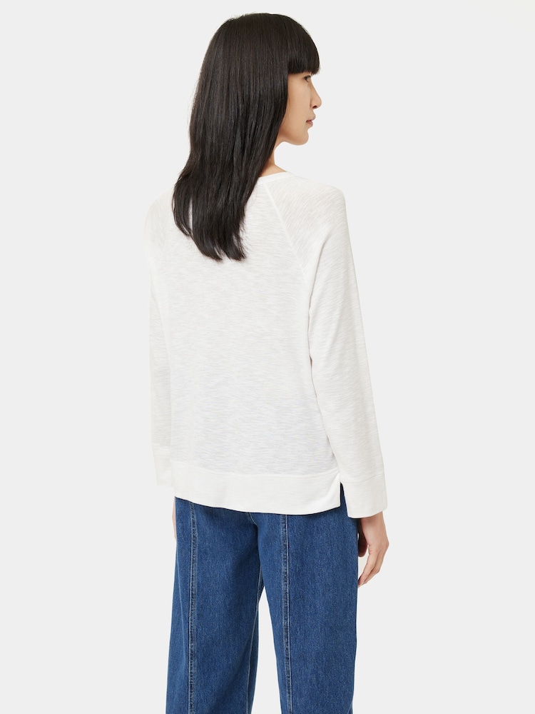 Jigsaw White 100% Cotton Luxe Raglan T-Shirt - Image 2 of 6