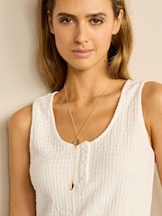 White Textured Button Detail Vest Top - Image 4 of 5