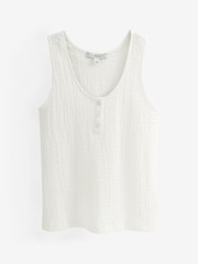 White Textured Button Detail Vest Top - Image 5 of 5