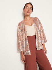 Roségold - Funkelnder Kimono mit irisierenden Pailletten - Bild 1 von 5