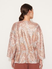Roségold - Funkelnder Kimono mit irisierenden Pailletten - Bild 3 von 5