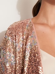 Roségold - Funkelnder Kimono mit irisierenden Pailletten - Bild 4 von 5