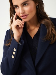 Navy Revere Collar Coat - Image 3 of 7