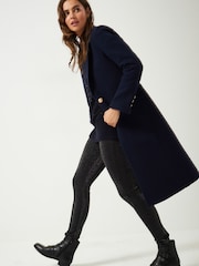Navy Revere Collar Coat - Image 4 of 7