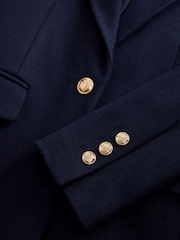 Navy Revere Collar Coat - Image 6 of 7