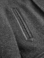 Charcoal Grey Wool Blend Four Pocket Funnel Neck Coat - Image 10 of 12