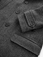 Charcoal Grey Wool Blend Four Pocket Funnel Neck Coat - Image 11 of 12