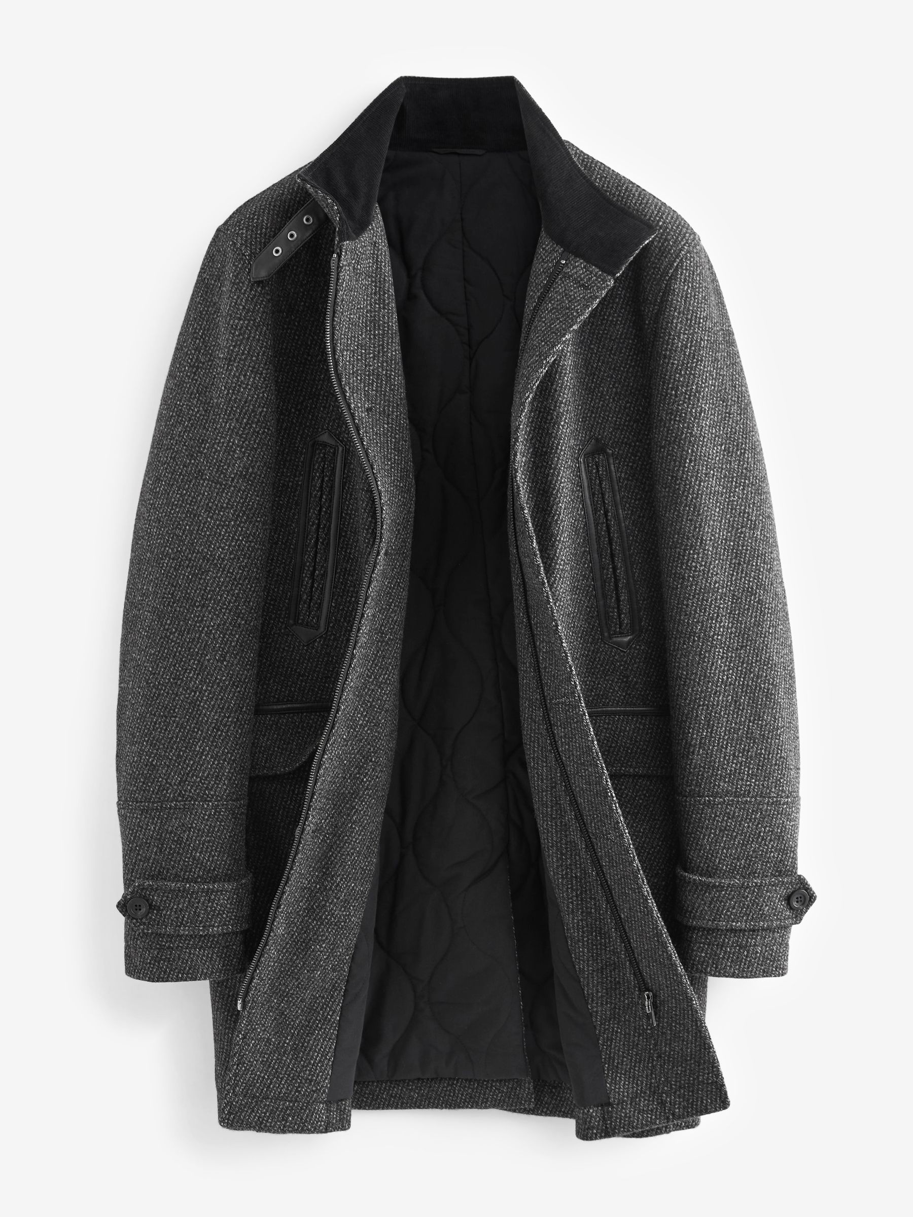 Wool car coat with funnel neck top