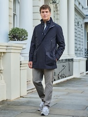 Navy Shower Resistant Four Pocket Funnel Neck Coat - Image 2 of 11