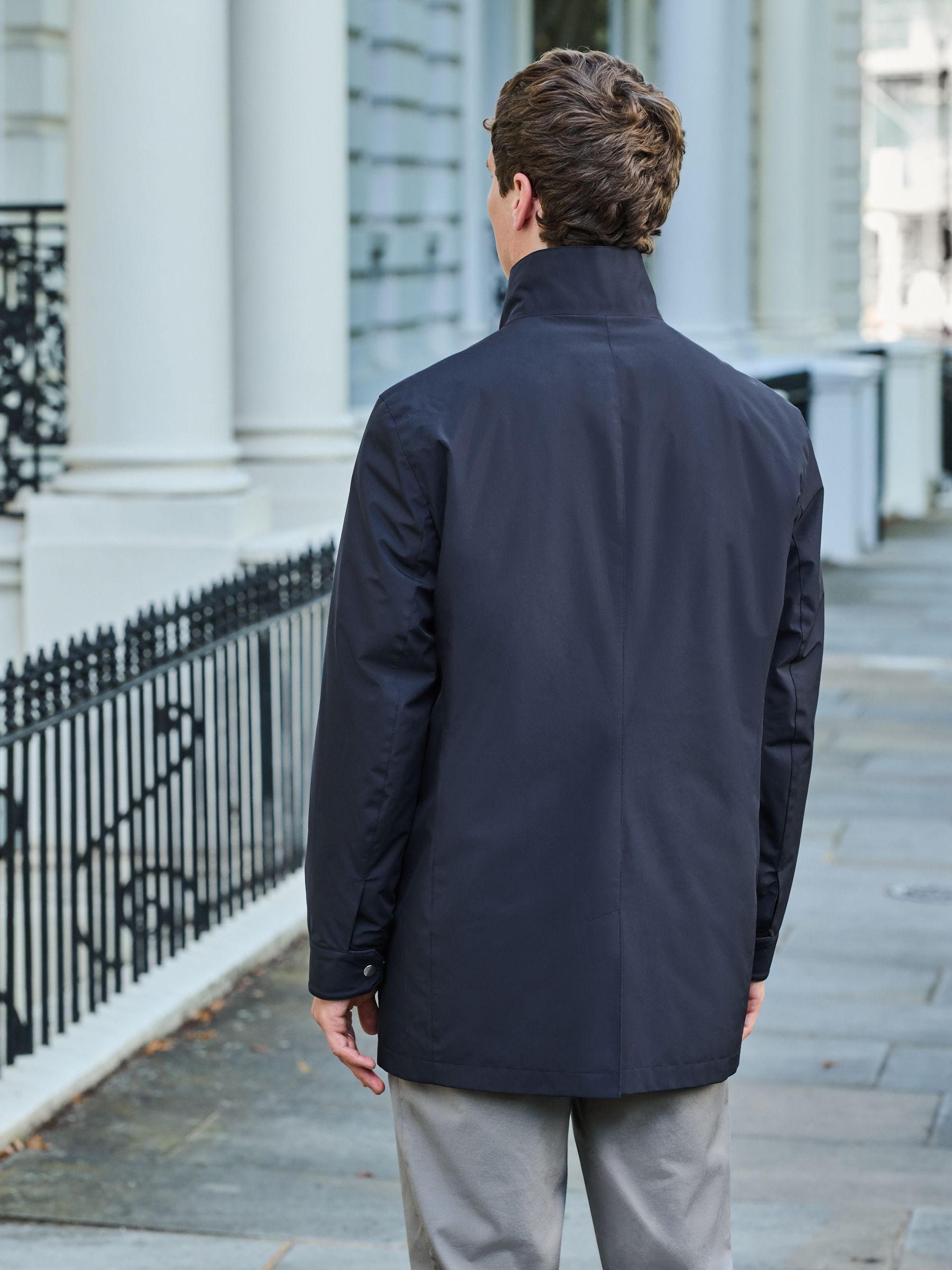 Buy Navy Shower Resistant Four Pocket Funnel Neck Coat from Buy Navy Shower Resistant Four Pocket Funnel Neck Coat from