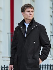Black Shower Resistant Four Pocket Funnel Neck Coat - Image 1 of 10