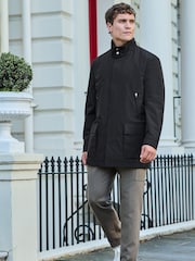Black Shower Resistant Four Pocket Funnel Neck Coat - Image 2 of 10